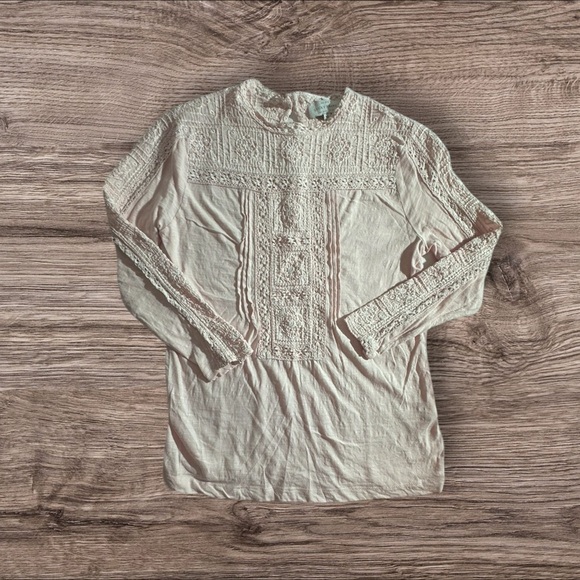 Lucky Brand Tops - Lucky Brand Blush Cream Embroidered Blouse